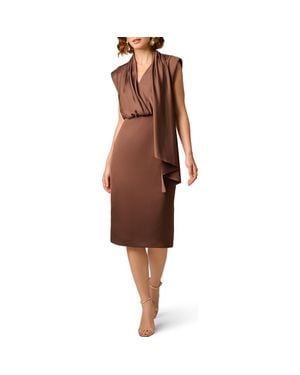 Aidan Mattox Satin Midi Dress - Brown