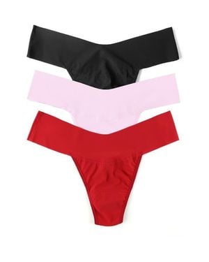 Hanky Panky Breathe Assorted 3-Pack V-Cut Thongs - Red