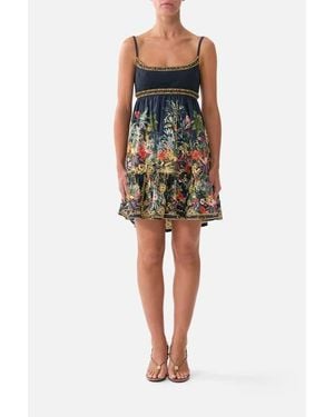CAMILLA Short Dress With Jersey Bodice - Black
