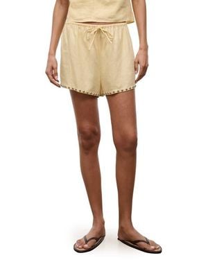 STAUD Paddle Studded Linen Drawstring Shorts - Natural