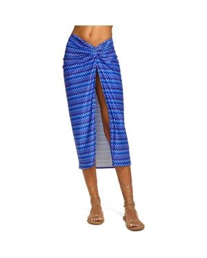 Ramy Brook Wave Xana Metallic Cover-Up Skirt - Blue