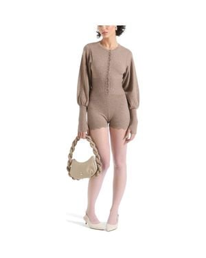 Manière De Voir Michele Knitted Scallop Hem Playsuit - Natural