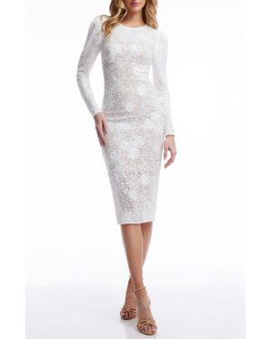 Dress the Population Sophia Long Sleeve Embroidered Lace Dress - Gray