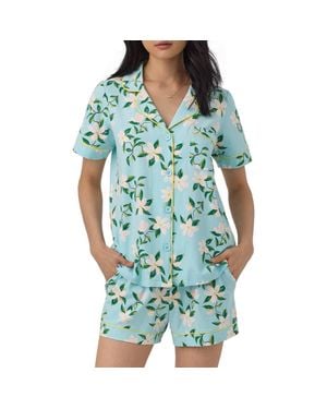 Bedhead Print Stretch Organic Cotton Jersey Short Pajamas - Blue