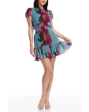 Dress the Population Kenley Smocked Fit & Flare Dress - Blue