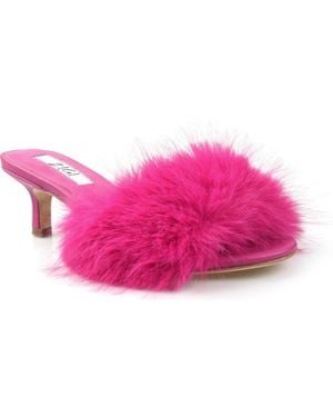 Zigi Faux Fur Kitten Heel Sandal - Pink