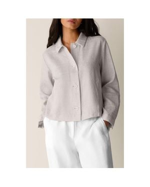 Eileen Fisher Classic Collar Linen Blend A-Line Jacket - Gray