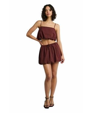 Onia Air Linen Bubble Crop Top - Red