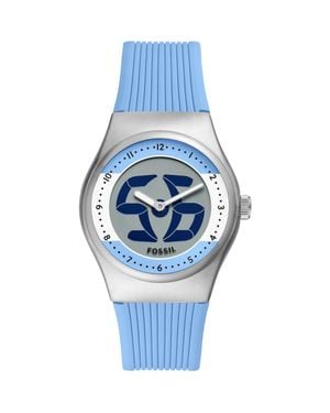 Fossil World Flags Big Tic Anadigi Silicone Strap Watch, 40Mm - Blue