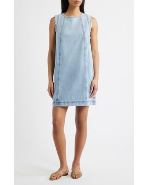 FRNCH Vito Scallop Sleeveless Shift Dress - Blue