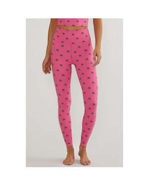Beach Riot Piper Palm Print High Waist Leggings - Pink