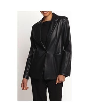 Petal & Pup Jamie Faux Leather Blazer - Black