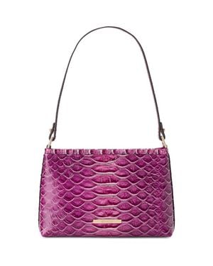 Brahmin Lorelei Croc Embossed Leather Shoulder Bag - Purple