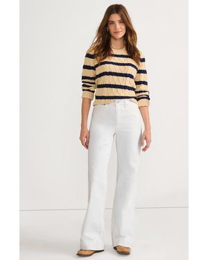 Lands' End High Rise Wide Leg Denim Jeans - White