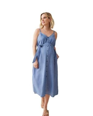 Ingrid & Isabel Button Front Dress - Blue