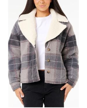 Rip Curl Sunset Luau Fleece Collar Shacket - Gray