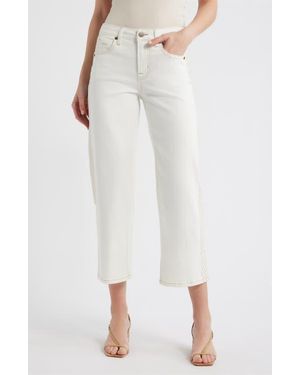 City Blues Embroidered Straight Leg Crop Jeans - White