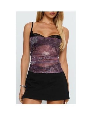 Princess Polly Worldly Mesh Overlay Bra Top - Purple