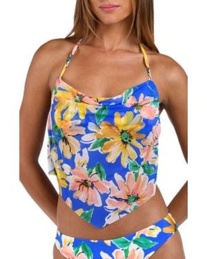 Sunshine 79 Sunflower Cowl Neck Tankini - Blue