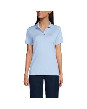 Lands' End School Uniform Short Sleeve Feminine Fit Rapid Dry Polo Shirt - Blue