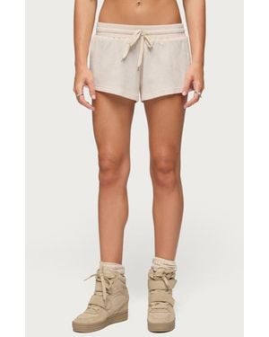 Edikted Baila Waffle Knit Drawstring Shorts - Natural