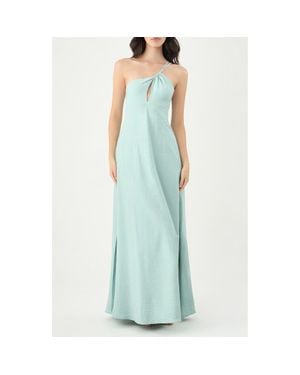 BOAMAR Nicole One-Shoulder Satin Cover-Up Maxi Dress - Blue