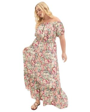 June + Vie Off The Shoulder Maxi Dress - White