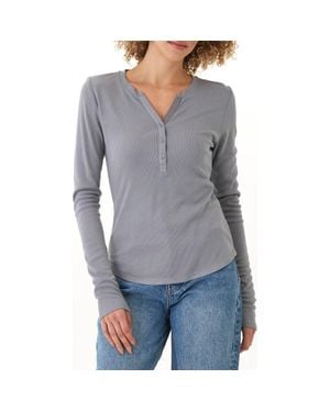 Threads For Thought Akia Feather Rib Henley - Gray