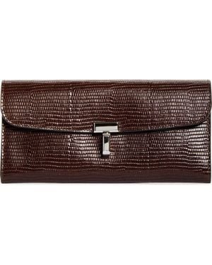 TOTEME T-Lock Lizard Embossed Wallet - Brown