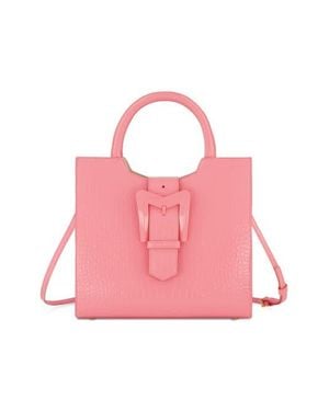 Mac Duggal Crocodile Leather Buckle Detail Medium Tote Bag - Pink