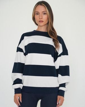 Rebody Active Rugby Stripe Relaxed Sweatshirt - Blue