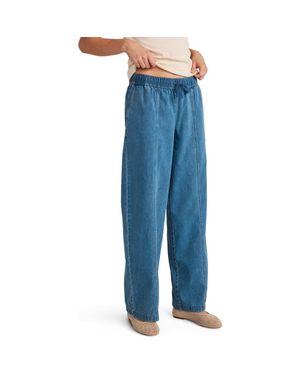 Haven Well Within Organic Cotton Denim Barrel Leg Pants - Blue