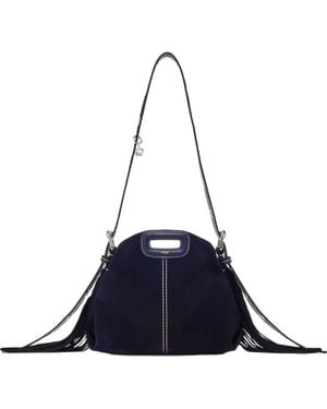 Maje Topstitched Suede Mini Miss M Bag - Blue