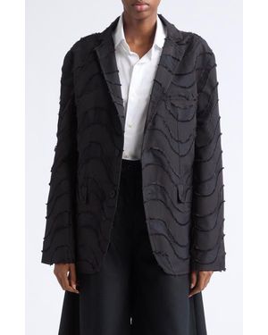 KÚR Single Breasted Jacquard Tailcoat Jacket - Black