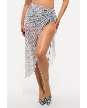 Popilush Resort Swimwear Mesh Asymmetrical Sarong Coverup - Multicolor