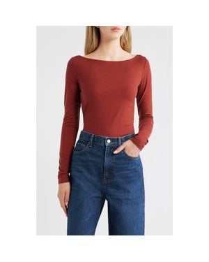 Reformation Wiley Long Sleeve Knit Top - Red