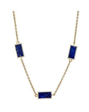 Jan Leslie Three Station Rectangle Dash Necklace - Blue
