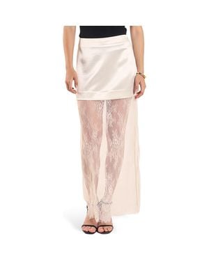 Endless Rose Satin & Lace Maxi Skirt - Pink
