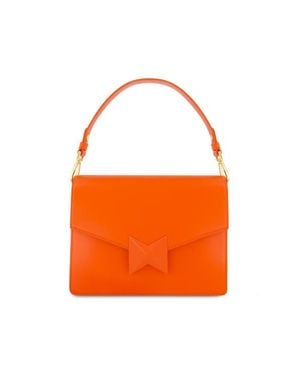 Mac Duggal Classic Leather Medium Size Shoulder Bag - Orange