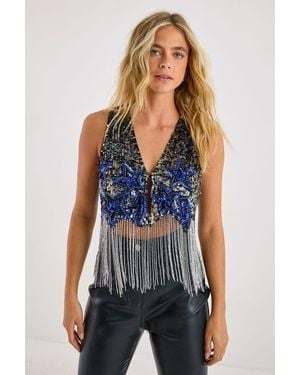 Nasty Gal Embellished Tassel Vest - Blue