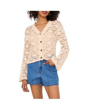 Vince Camuto Open Stitch Cotton Cardigan - Blue