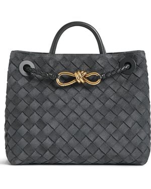Bottega Veneta Small Andiamo Intrecciato Suede Shoulder Bag - Black