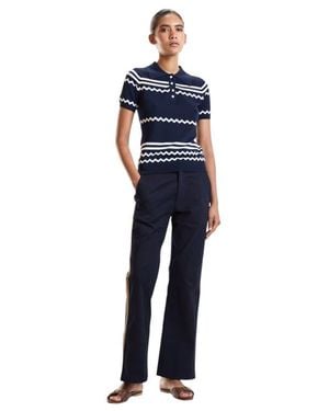 Cynthia Rowley Ziggy Cropped Knit Polo - Blue