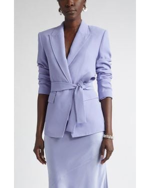 St. John Belted Satin Back Crepe Wrap Jacket - Purple