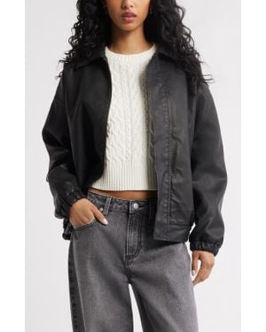 BP. Oversize Faux Leather Jacket - Black