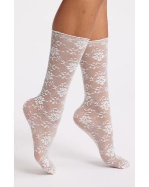 High Heel Jungle Ava Sheer Lace Crew Socks - White