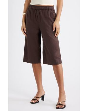 Open Edit Linen Blend Culottes - Brown