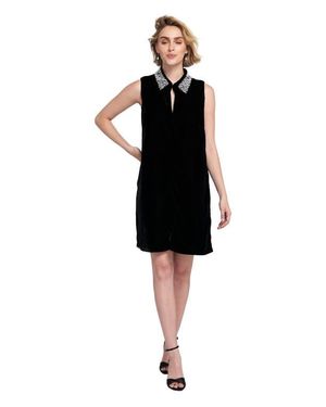 Elle Collection Beaded Collar Velvet Dress Slip - Black