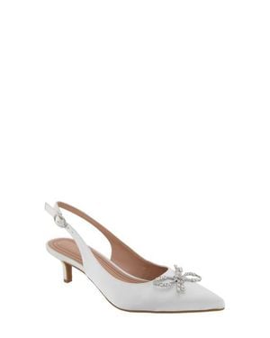 BCBGMAXAZRIA Donna Slingback Pointed Toe Kitten Heel Pump - White