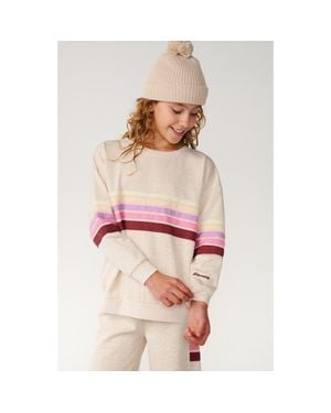 Rip Curl Kids' Surf Revival Stripe Cotton Blend Fleece Sweatshirt - Pink